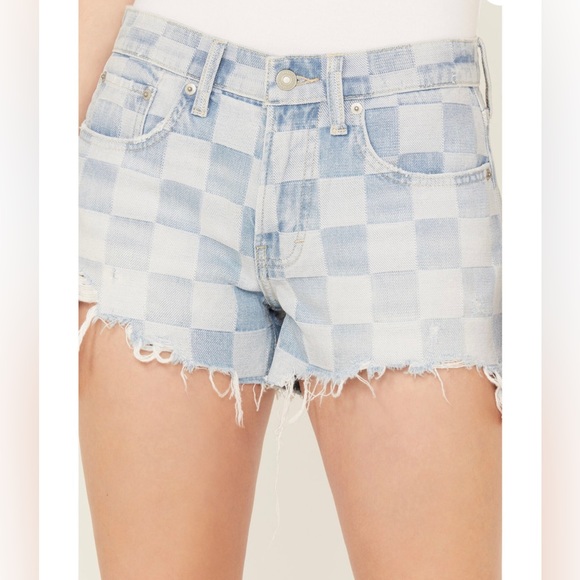 NWT Lucky Brand Denim Squares Boy Mid Rise Cut Off Shorts Sz 30 (10) - Picture 2 of 9